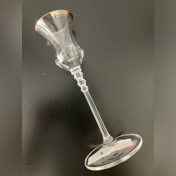 Mikasa Sonata Platin Lead Crystal Candlestick Silver Trim - Picture 4 of 7